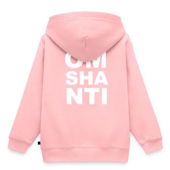 Om Shanti Yoga Proverbes - Sweat Premium à capuche enfant bio - rose - Dos - AI Model Kid Female (0cm)