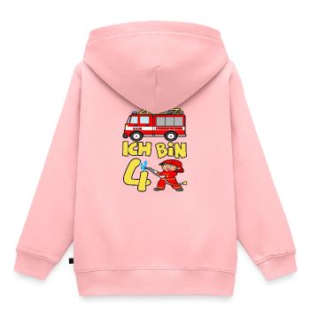 4 Geburtstag feuerwehrauto und Feuerwehrmann junge - Kinder Premium Organic Hoodie - Rosa - Hinten - AI Model Kid Female (0cm)