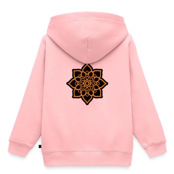 Blüte Mandala - Kinder Premium Organic Hoodie - Rosa - Hinten - AI Model Kid Female (0cm)