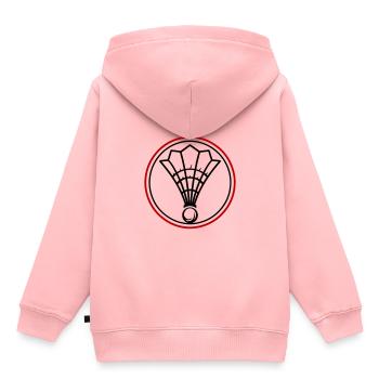 Badminton Symbol Mannschaft - Kinder Premium Organic Hoodie - Rosa - Hinten - AI Model Kid Female (0cm)