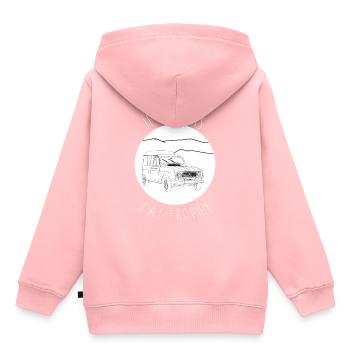 Ich kann nicht, ich habe Trophäe, dunkle Kleidung Version - Kinder Premium Organic Hoodie - Rosa - Hinten - AI Model Kid Female (0cm)