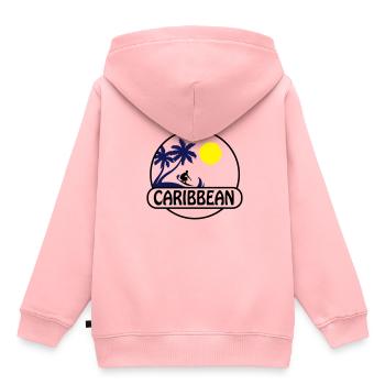 Caraïbes 02 - Sweat Premium à capuche enfant bio - rose - Dos - AI Model Kid Female (0cm)