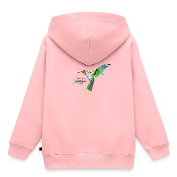 Je pense que je KOLIBRIERE égale - Sweat Premium à capuche enfant bio - rose - Dos - AI Model Kid Female (0cm)