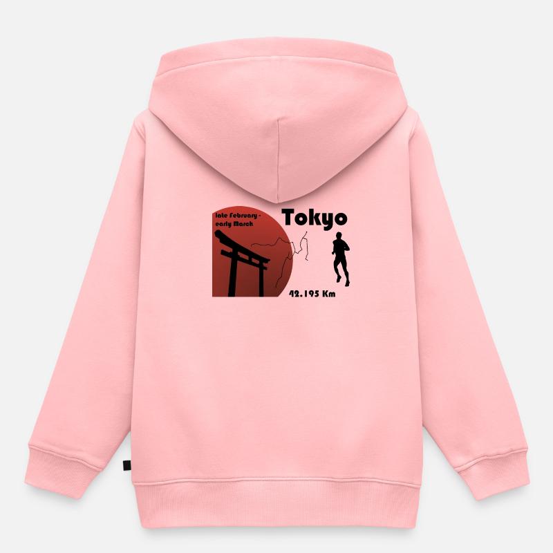 Marathon de Tokyo - Sweat Premium à capuche enfant bio - rose