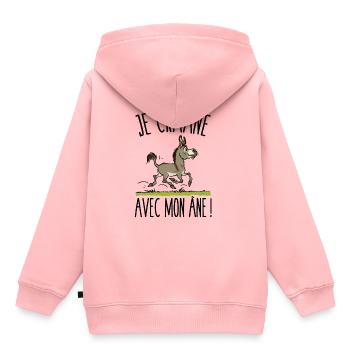 Je crâne avec mon âne (âne gris) - Sweat Premium à capuche enfant bio - rose - Dos - AI Model Kid Female (0cm)