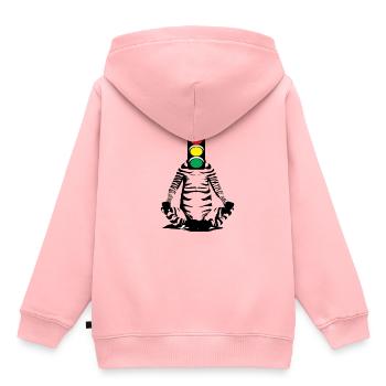 Zèbre, feu de circulation, tête, art, street art, urbain - Sweat Premium à capuche enfant bio - rose - Dos - AI Model Kid Female (0cm)
