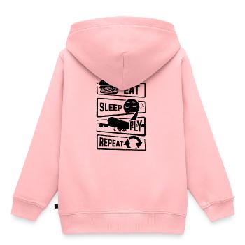 Mangez Sleep Sleep Repeat - Avion pilote Airman Flight - Sweat Premium à capuche enfant bio - rose - Dos - AI Model Kid Female (0cm)