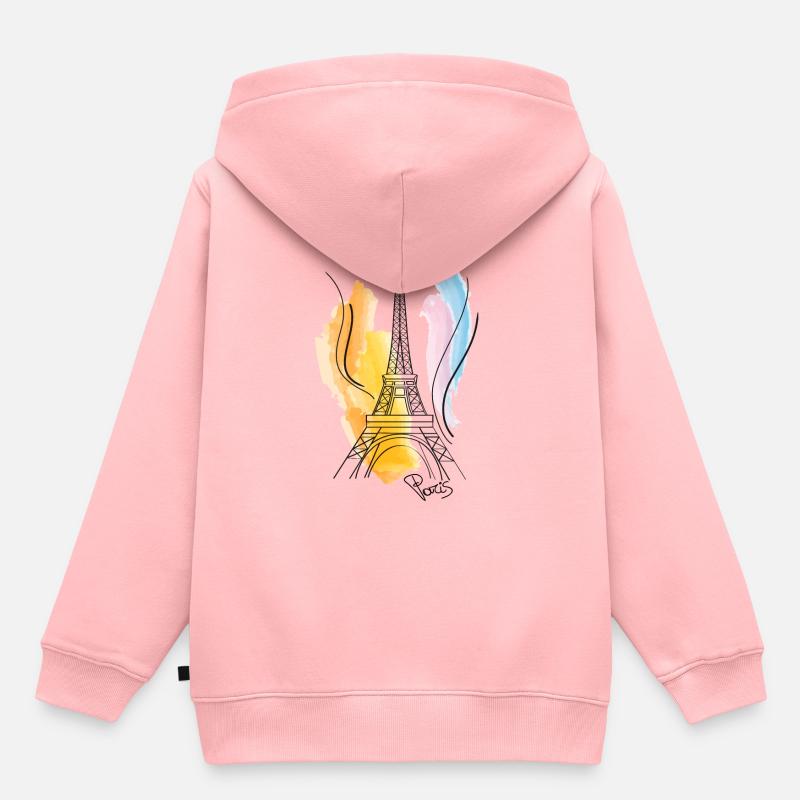 Dessin de tour Eiffel - Sweat Premium à capuche enfant bio - rose