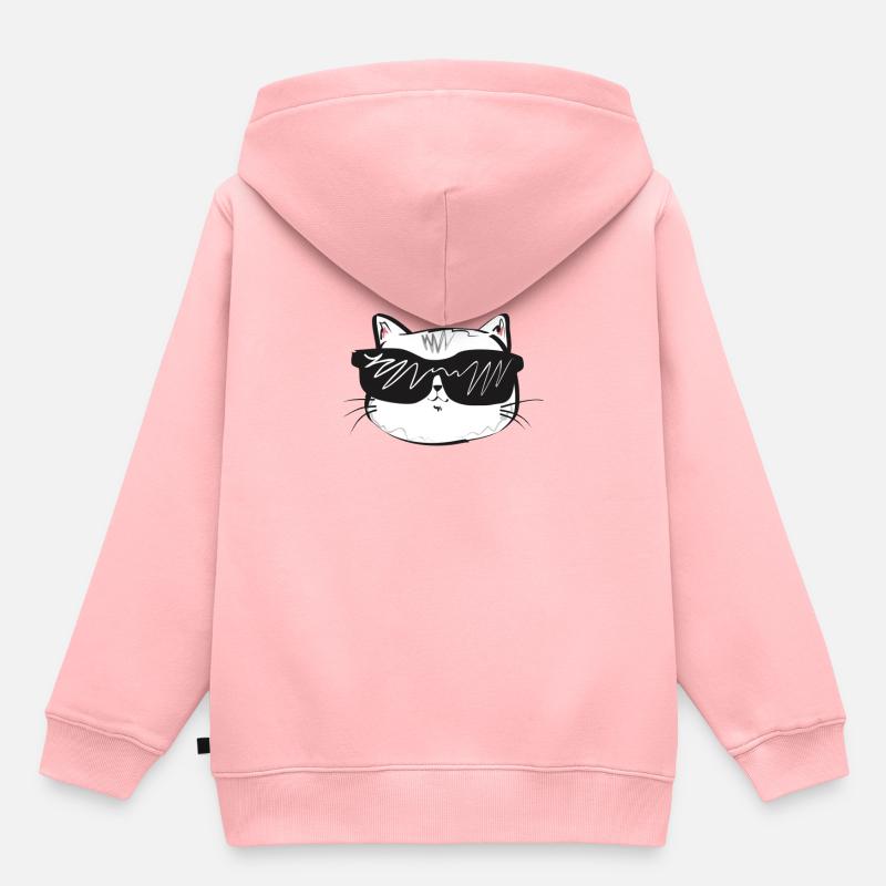 Chat cool - Sweat Premium à capuche enfant bio - rose