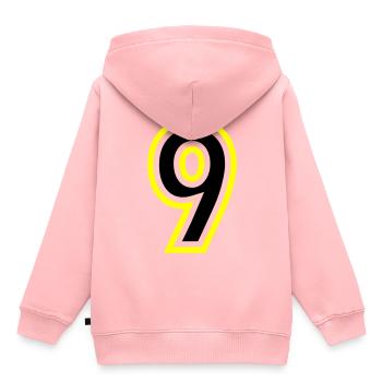 9 Zahl College - Kinder Premium Organic Hoodie - Rosa - Hinten - AI Model Kid Female (0cm)