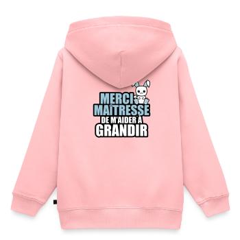 merci maîtresse de m'aider à grandir - Sweat Premium à capuche enfant bio - rose - Dos - AI Model Kid Female (0cm)