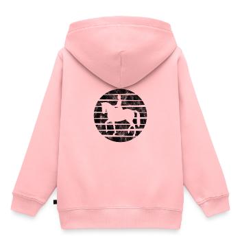 Dressage Cavalier de dressage Cheval d’équitation - Sweat Premium à capuche enfant bio - rose - Dos - AI Model Kid Female (0cm)