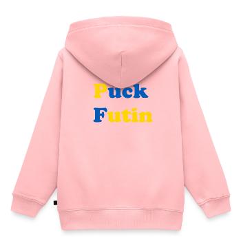 Puck Futin Ukraine Solidarität - Kinder Premium Organic Hoodie - Rosa - Hinten - AI Model Kid Female (0cm)