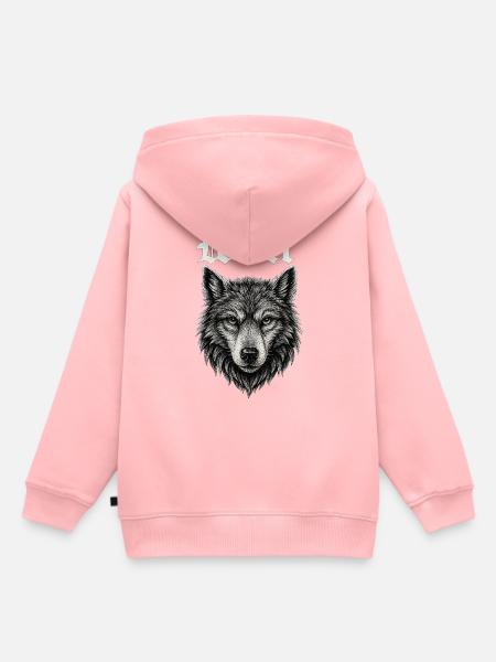 Gothic Wolf Kopf Illustration Geschenkidee - Kinder Premium Organic Hoodie - Rosa