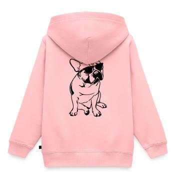 Le Bouledogue Français au soleil - Sweat Premium à capuche enfant bio - rose - Dos - AI Model Kid Female (0cm)