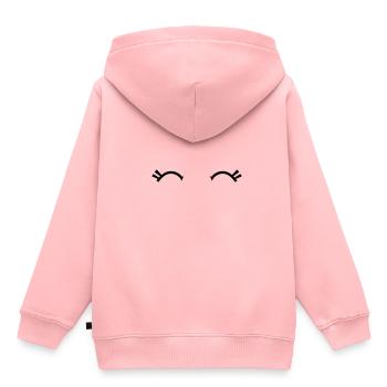 süße fröhliche Kawaii Augen mit Wimpern - Kinder Premium Organic Hoodie - Rosa - Hinten - AI Model Kid Female (0cm)