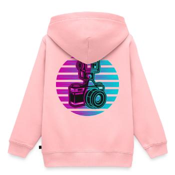 Fotograf Fotografie Foto Neon - Kinder Premium Organic Hoodie - Rosa - Hinten - AI Model Kid Female (0cm)