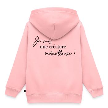 Je suis une créature merveilleuse - Sweat Premium à capuche enfant bio - rose - Dos - AI Model Kid Female (0cm)