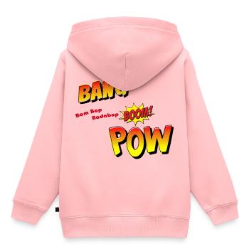 Bang Boom Pow - Comic - Kinder Premium Organic Hoodie - Rosa - Hinten - AI Model Kid Female (0cm)