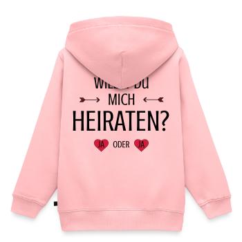 Veux-tu m'épouser demande de mariage en disant - Sweat Premium à capuche enfant bio - rose - Dos - AI Model Kid Female (0cm)