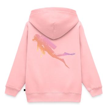 Tauchen Silhouette - Kinder Premium Organic Hoodie - Rosa - Hinten - AI Model Kid Female (0cm)