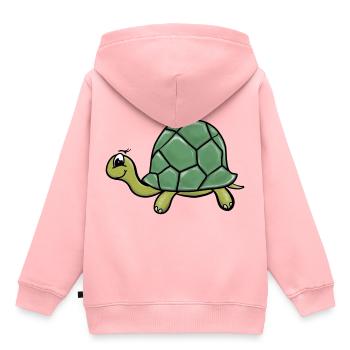 Schildkroete - Kinder Premium Organic Hoodie - Rosa - Hinten - AI Model Kid Female (0cm)