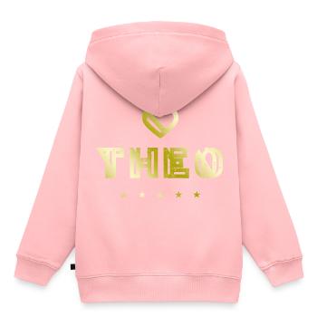 Theo Herz - Kinder Premium Organic Hoodie - Rosa - Hinten - AI Model Kid Female (0cm)