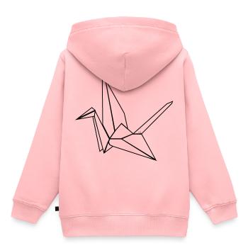 Grue en origami - Sweat Premium à capuche enfant bio - rose - Dos - AI Model Kid Female (0cm)