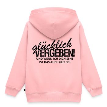 Funshirt - glücklich vergeben und gut so! - Kinder Premium Organic Hoodie - Rosa - Hinten - AI Model Kid Female (0cm)