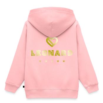 Leonard Herz - Kinder Premium Organic Hoodie - Rosa - Hinten - AI Model Kid Female (0cm)