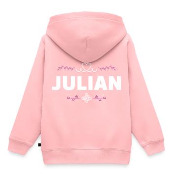 Julian - Kinder Premium Organic Hoodie - Rosa - Hinten - AI Model Kid Female (0cm)