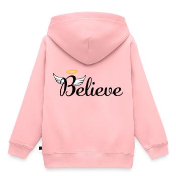 Je crois aux anges - Sweat Premium à capuche enfant bio - rose - Dos - AI Model Kid Female (0cm)