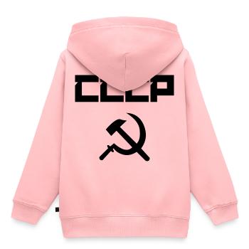 Marteau et faucille noir - Sweat Premium à capuche enfant bio - rose - Dos - AI Model Kid Female (0cm)