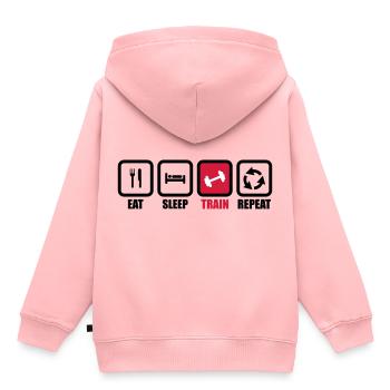 eat sleep train: krafttraining, bodybuilding, muscu - Kinder Premium Organic Hoodie - Rosa - Hinten - AI Model Kid Female (0cm)
