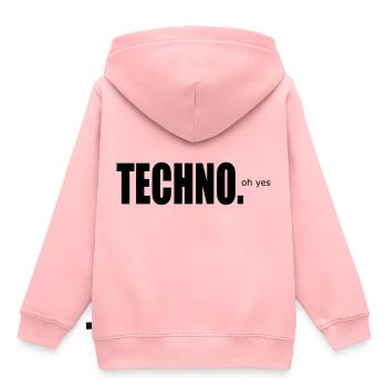 TECHNO - Kinder Premium Organic Hoodie - Rosa - Hinten - AI Model Kid Female (0cm)