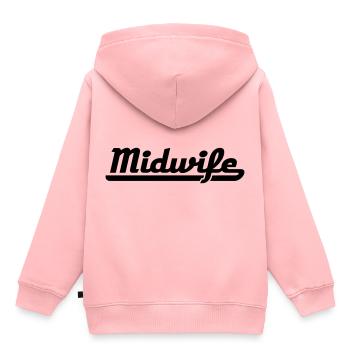 Hebamme - Kinder Premium Organic Hoodie - Rosa - Hinten - AI Model Kid Female (0cm)