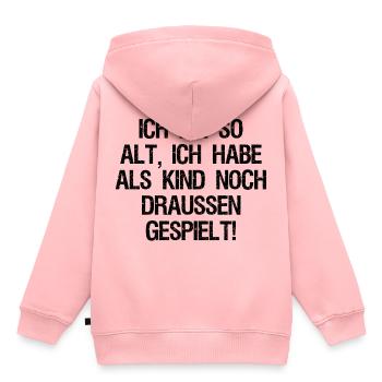 Ich bin so alt, ich hab noch draussen gespielt! - Kinder Premium Organic Hoodie - Rosa - Hinten - AI Model Kid Female (0cm)