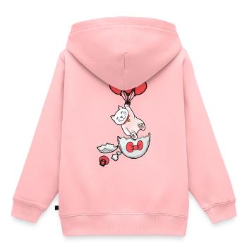 Chat Naissance Coquille D’oeuf Ballons Enfants Bébé - Sweat Premium à capuche enfant bio - rose - Dos - AI Model Kid Female (0cm)