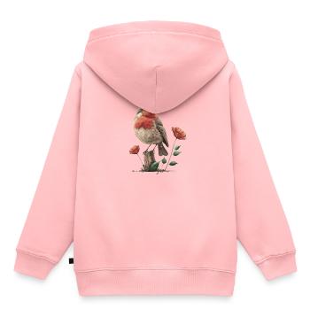 Rouge-gorge - Sweat Premium à capuche enfant bio - rose - Dos - AI Model Kid Female (0cm)