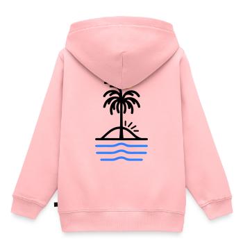 Palmen Insel - Kinder Premium Organic Hoodie - Rosa - Hinten - AI Model Kid Female (0cm)