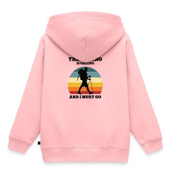 Pilgern Pilger Wandern Wanderer Camino Jakobsweg - Kinder Premium Organic Hoodie - Rosa - Hinten - AI Model Kid Female (0cm)