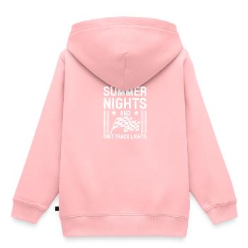 Nuits d’été et pistes de terre Lumières Course sur piste - Sweat Premium à capuche enfant bio - rose - Dos - AI Model Kid Female (0cm)