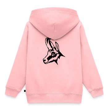 chamois animal sauvage 1102 - Sweat Premium à capuche enfant bio - rose - Dos - AI Model Kid Female (0cm)