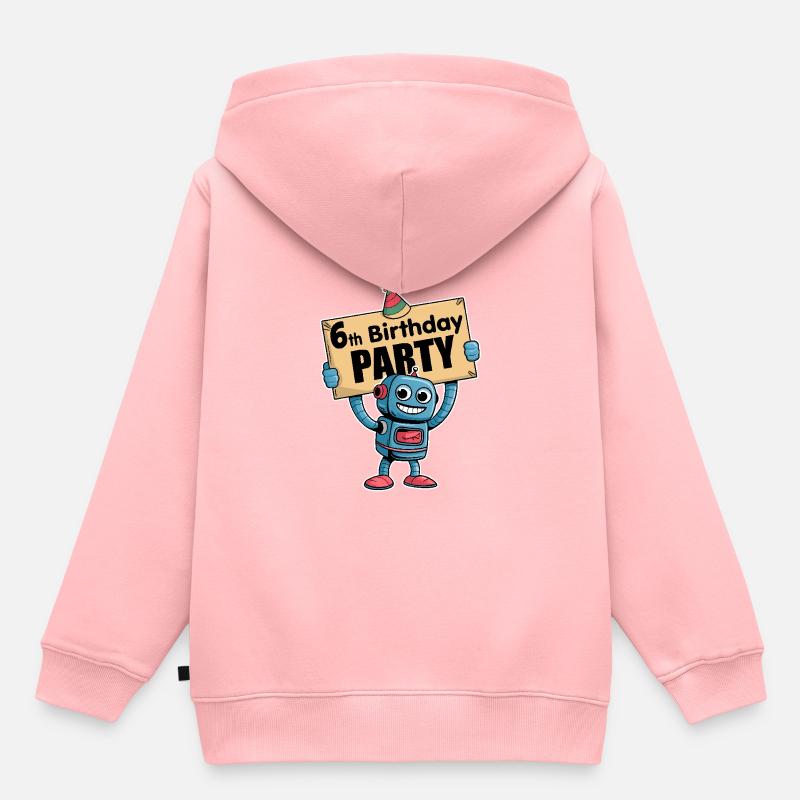 J’ai six ans Robot d’anniversaire de six ans - Sweat Premium à capuche enfant bio - rose