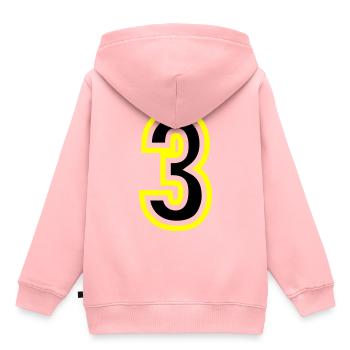 3 Zahl College - Kinder Premium Organic Hoodie - Rosa - Hinten - AI Model Kid Female (0cm)