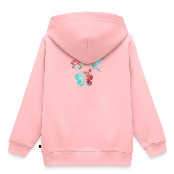 hummingbird, watercolor, blue, illustration, mint, bird - Kids Premium Organic Hoodie - rose - Back - AI Model Kid Female (0cm)