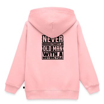 Never underestimate an old man with a motorcycle - Kids Premium Organic Hoodie - rose - Back - AI Model Kid Female (0cm)