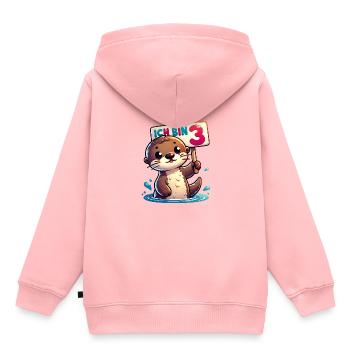 Ich bin drei 3 Jahre dritter Geburtstag - Kinder Premium Organic Hoodie - Rosa - Hinten - AI Model Kid Female (0cm)