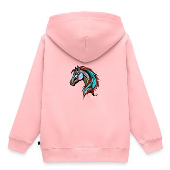 Horse Portrait Colorful - Kids Premium Organic Hoodie - rose - Back - AI Model Kid Female (0cm)