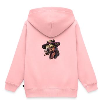 Pferd Lustig Sombrero - Kinder Premium Organic Hoodie - Rosa - Hinten - AI Model Kid Female (0cm)